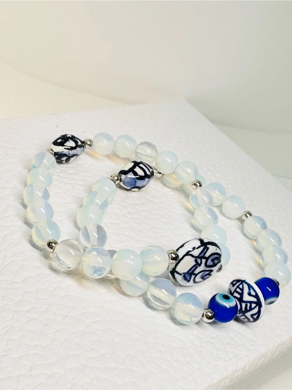 Two Opalite & Italian ceramics beads Bracelets